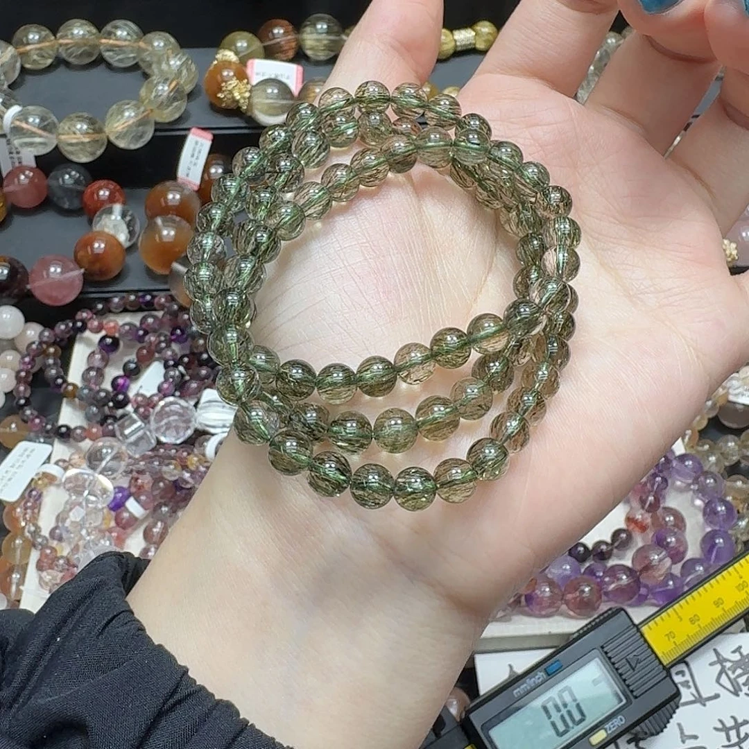 水晶未镶嵌手串碧玺发三圈