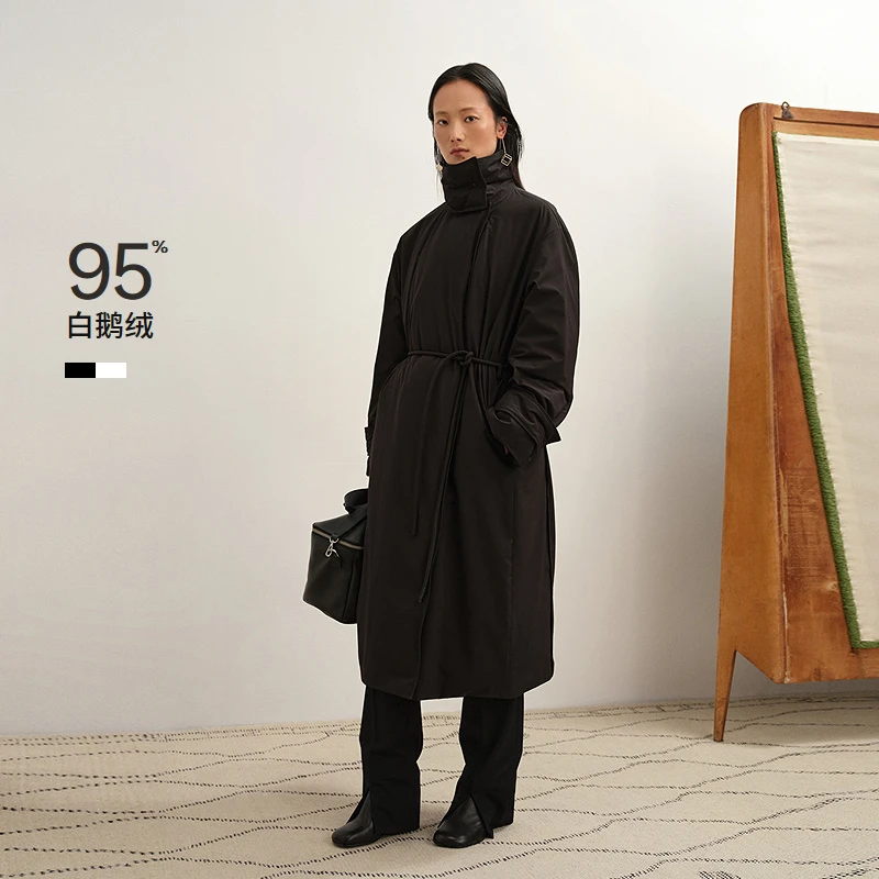 【商场同款】LESS2025年冬新款翻领宽松长款时尚鹅绒服2P0C16620