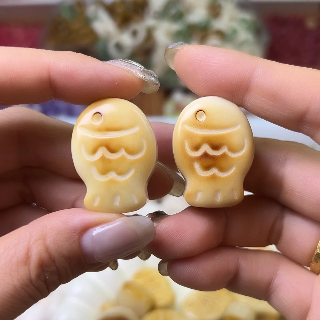 菩提根/象牙果手串微瑕炭烤大鱼排3颗孔道有裂卡30➕