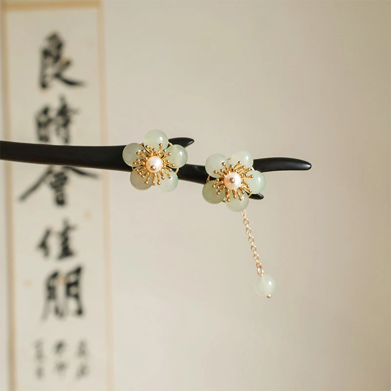 【浮生】花上枝黑檀木发簪流苏盘发古典盘发旗袍汉服发饰