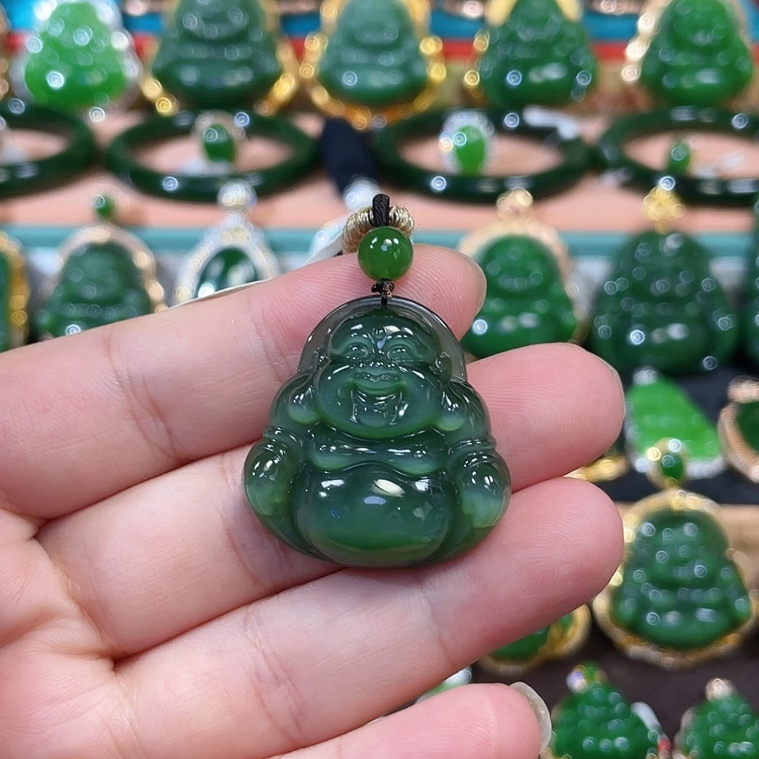 和田玉（碧玉）未镶嵌颈饰猫眼佛公30