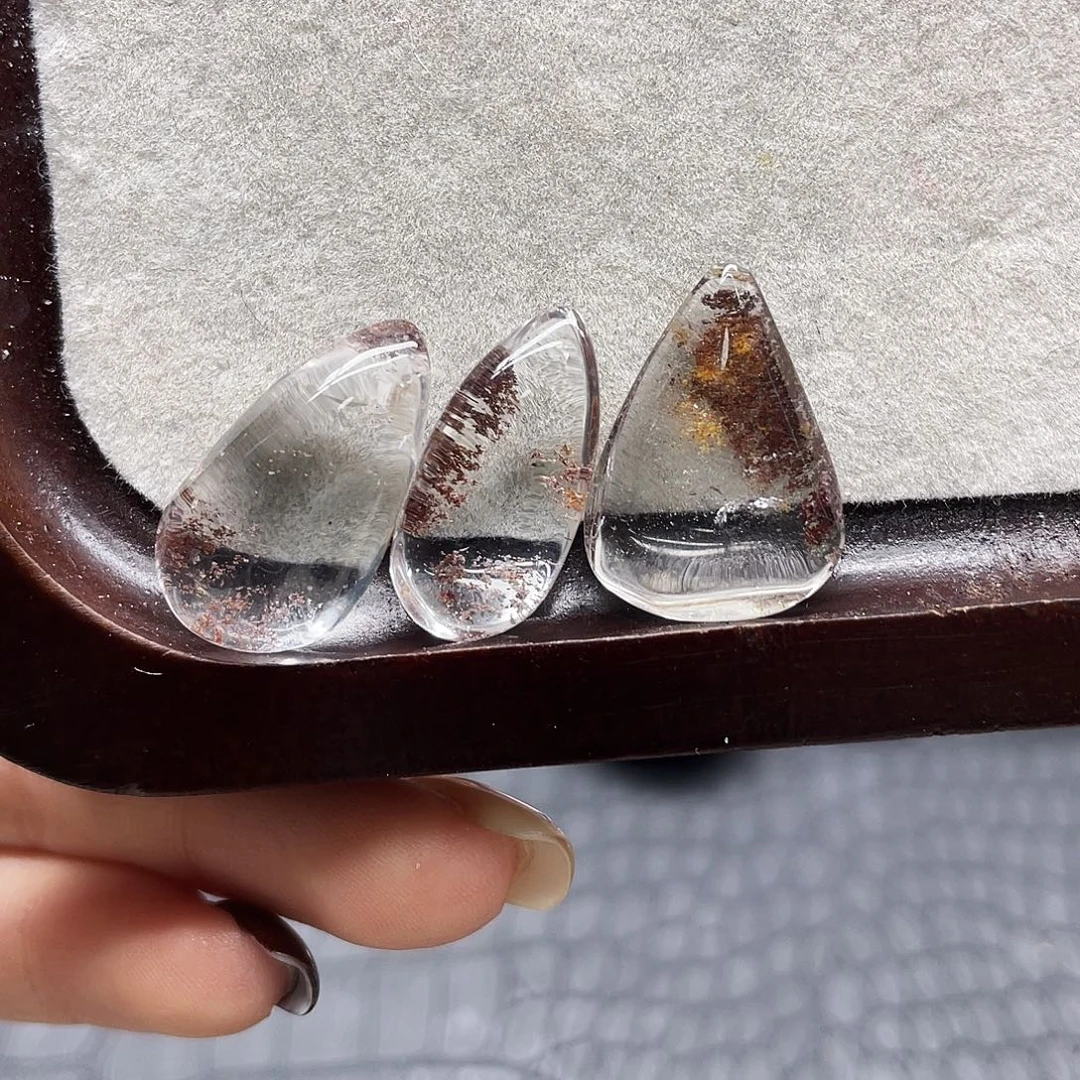 未镶嵌珠宝半成品水晶7幽灵水滴三颗