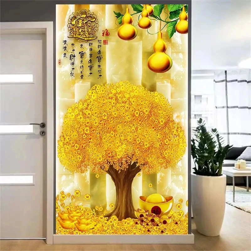 玄关装饰画客厅3d立体墙贴画自粘墙纸门贴入户走廊过道背景墙壁画