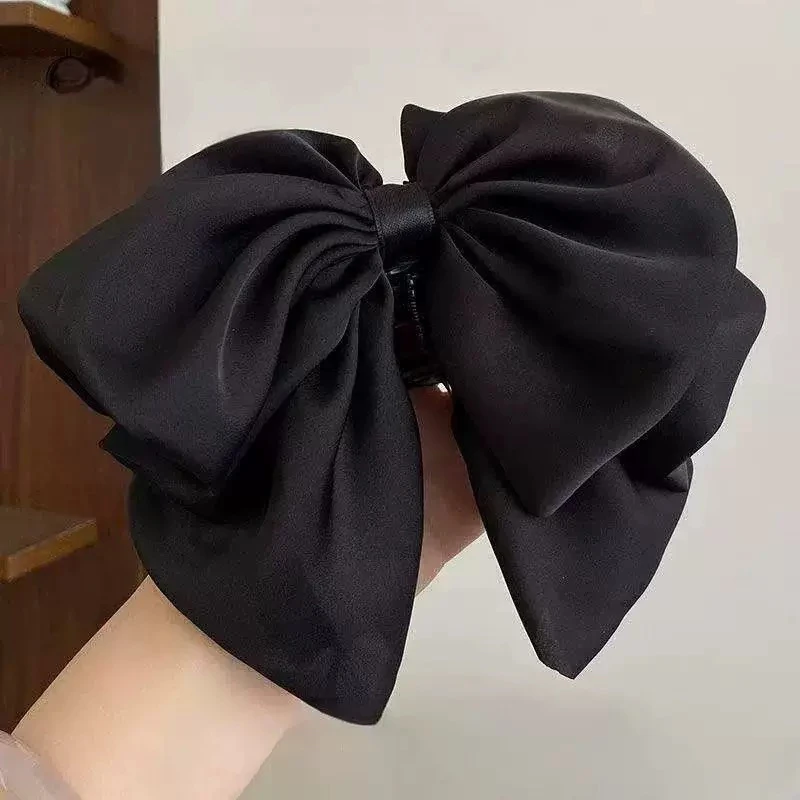 黑色发饰缎面法式抓夹气质ins发饰头饰少女风发夹