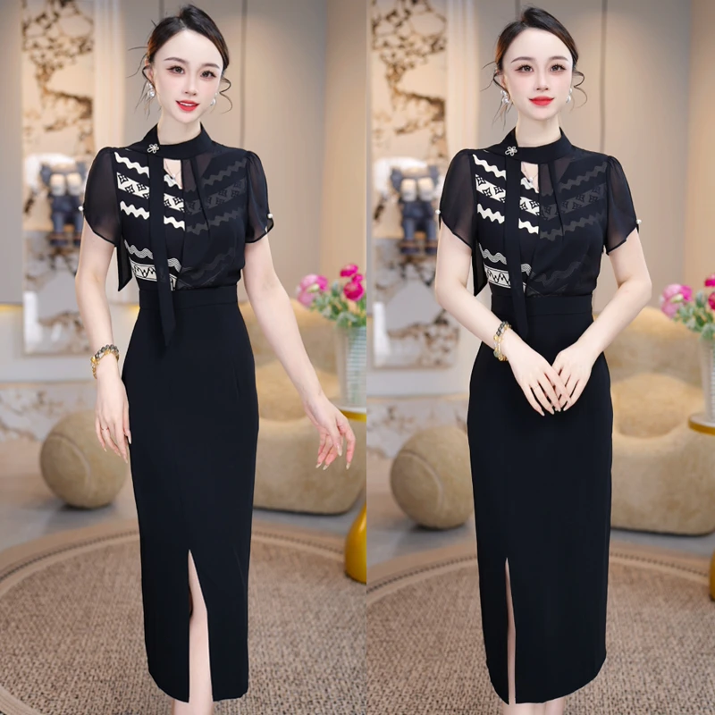 【裁云织梦】假两件2025年夏季新款时尚减龄轻奢洋气收腰显瘦连衣裙