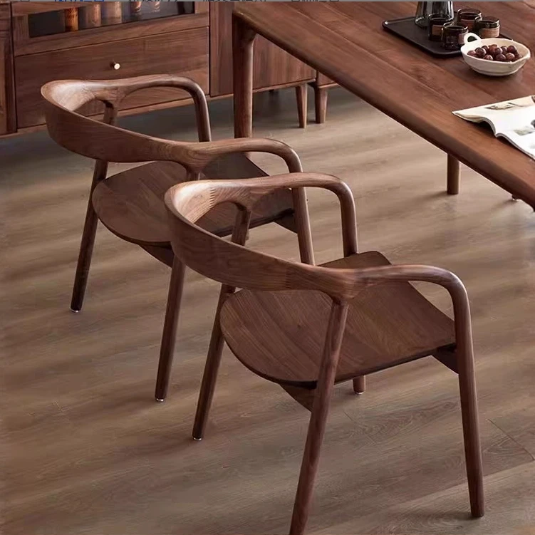 辰物家北美黑胡桃实木苏美特简约靠背扶手书房洽谈餐厅书房椅子