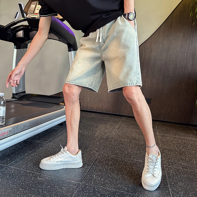 夏季薄款牛仔短裤男士2025新款潮牌直筒休闲五分裤水洗宽松中裤子