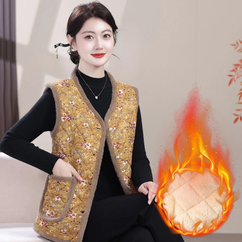 胖妈妈冬装加大码马甲中老年女加绒加棉马夹奶奶保暖内胆坎肩背心