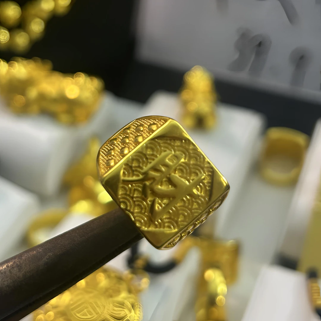 合金戒指 其它朋克风民族风金色男指环古法时尚一帆风顺
