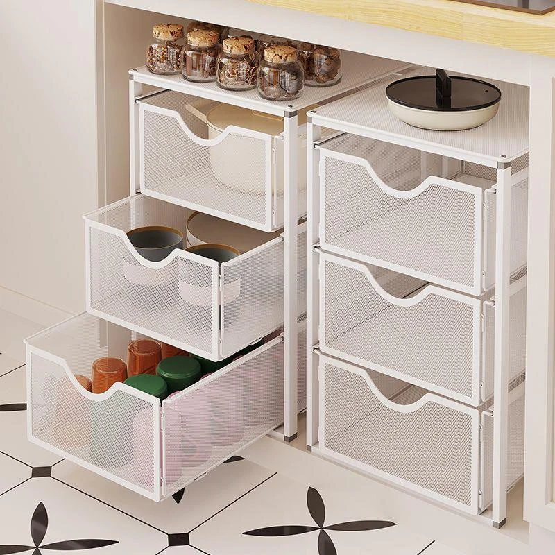 厨房拉篮抽屉式抽拉置物架多层碗盘碗架衣柜收纳调料橱柜内下水槽