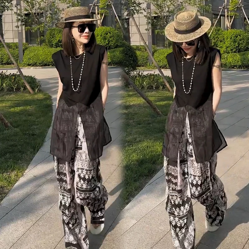 2025夏季新款时尚显瘦气质网红高档洋气女高级百搭宽松大码两件套