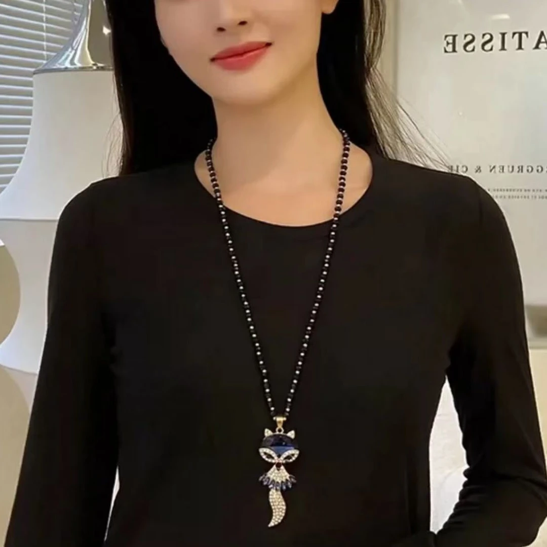 铜合金合成锆石项链 铜合金合成立方氧化锆长款女士项链ins-2182