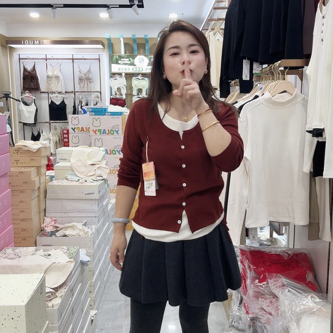 棉女士安哥拉红假两件
