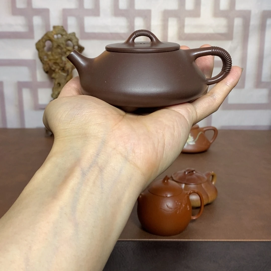 茶壶紫砂紫砂茶具老紫泥线瓢