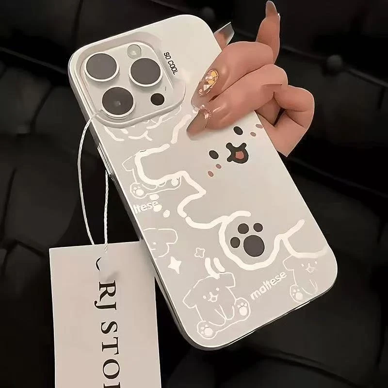 彩银线条狗适用苹果iPhone 华为 VIVO OPPO 一加 小米 红米手机壳
