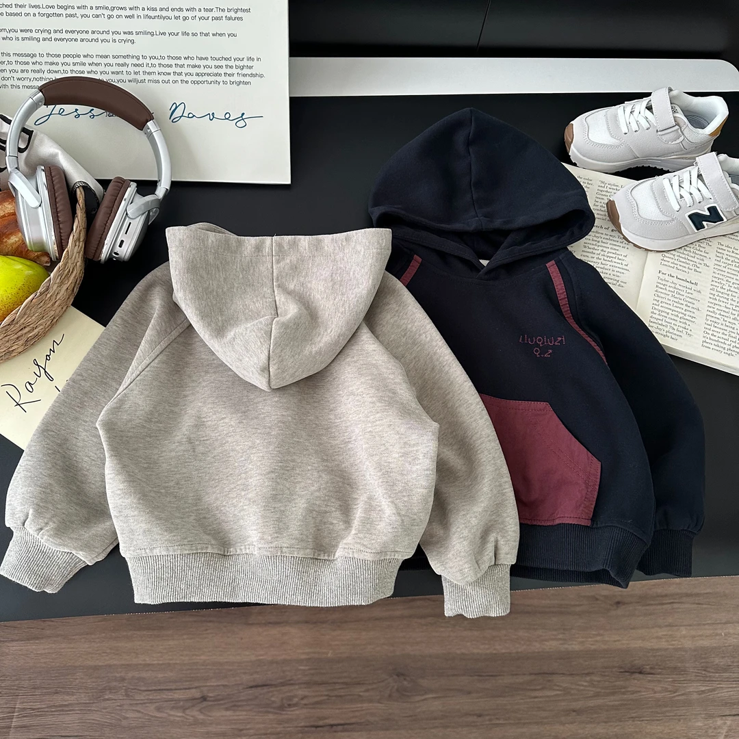 “慵懒秋日”儿童卫衣韩版连帽男女童时尚百搭简约卫衣AS765
