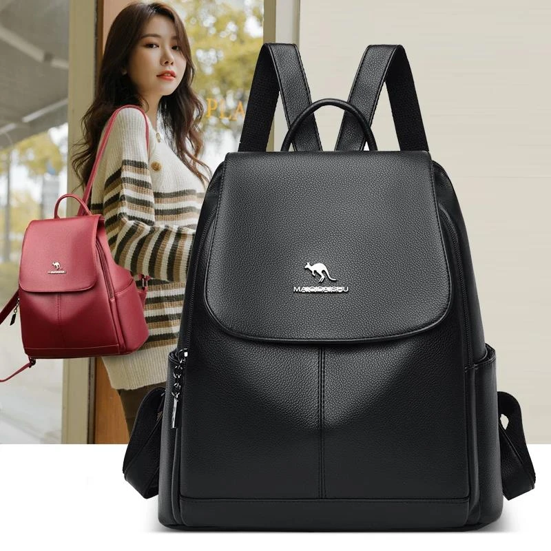 品牌正品软皮双肩包女2025新款时尚大容量女士旅游包中年妈妈背包