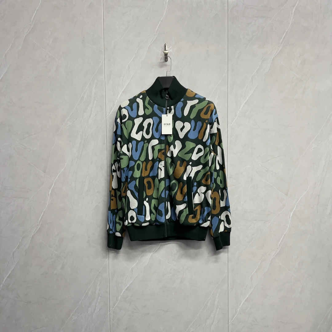 全新未使用 LouisVuitton/路易威登 满印艺术Logo拉链夹克外套/S