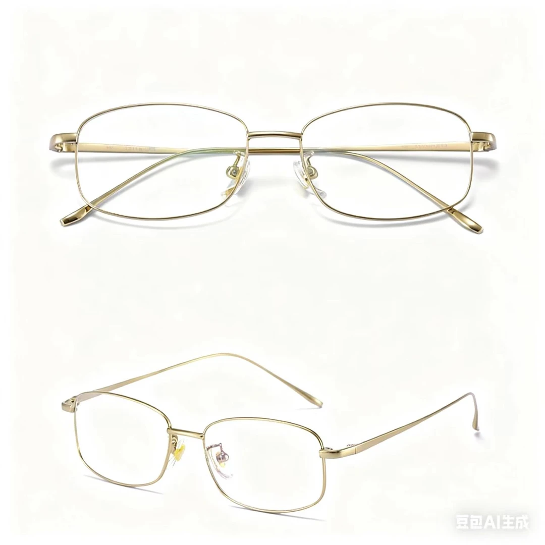 时尚复古超轻蓝光全框近视眼镜平光镜女款百搭简约学生金色防辐射