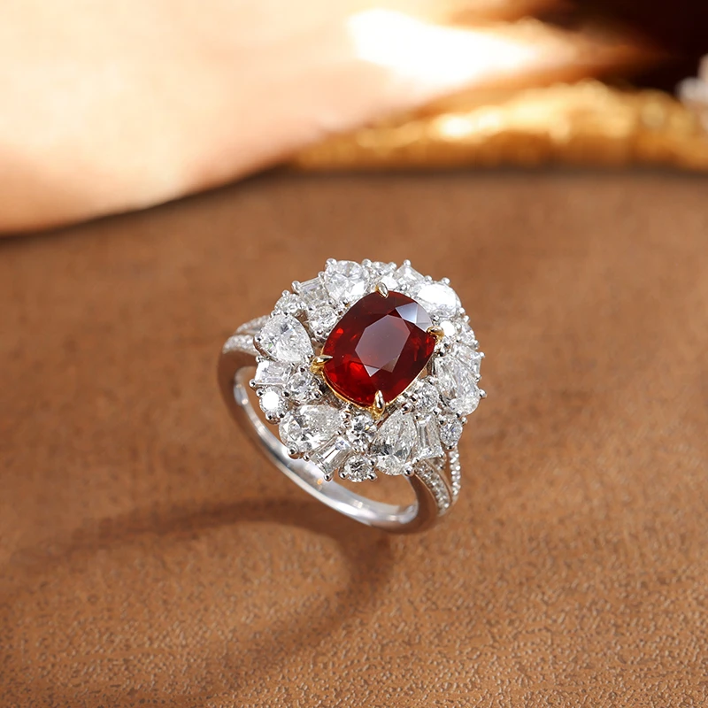 GEMONLY｜18K金天然红宝石戒指3.02ct无烧鸽血红气质优雅经典