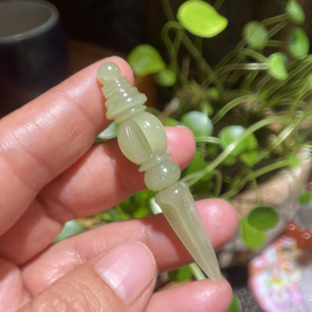 新疆和田玉黄口料金刚杵4.3克尺寸56.8×12.3毫米