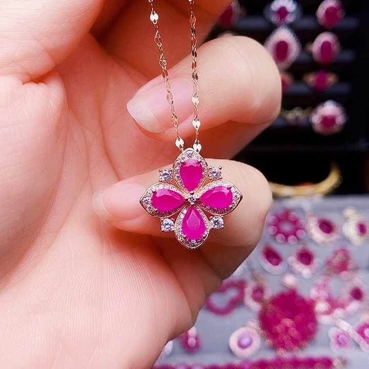 颈饰红宝石银S925镶嵌