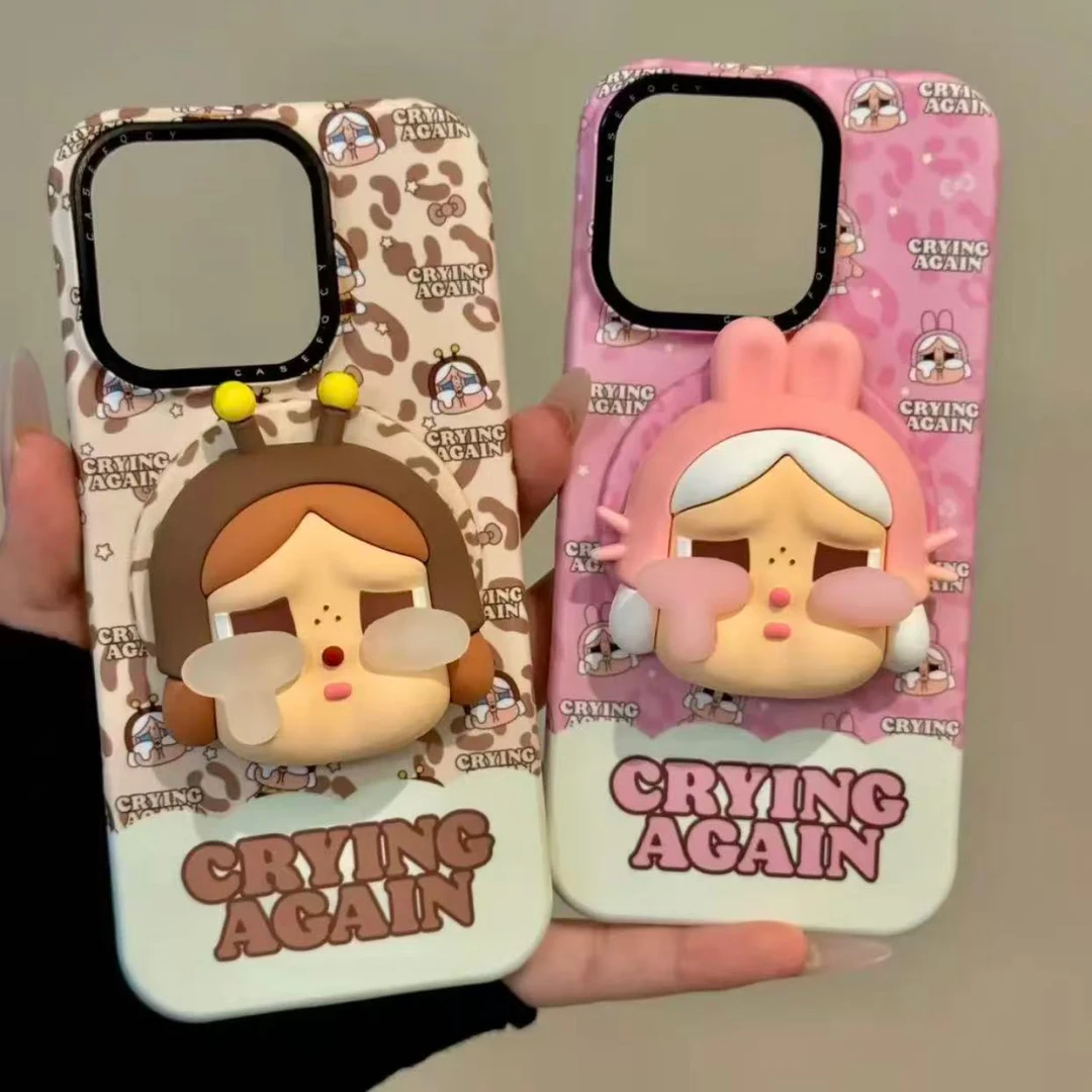 粉棕豹纹哭娃磁吸壳适用iPhone17promax手机壳苹果16Pro少女15/14