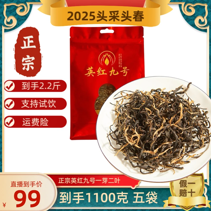 2025新茶一级广东英红九号花果香英德红茶浓香型4袋2.2斤红茶叶