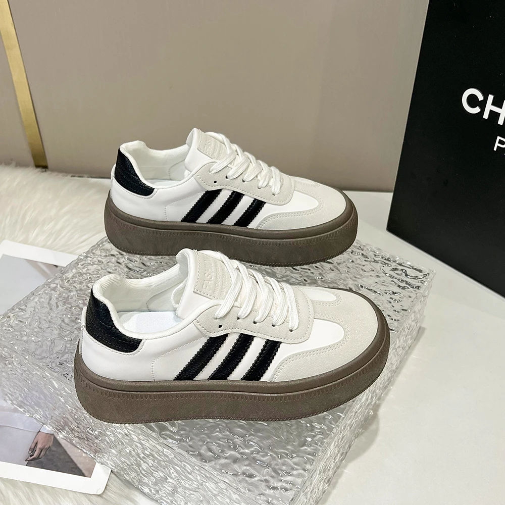 德训鞋女鞋2025新款春季厚底鞋子百搭休闲板鞋时尚运动鞋P7901