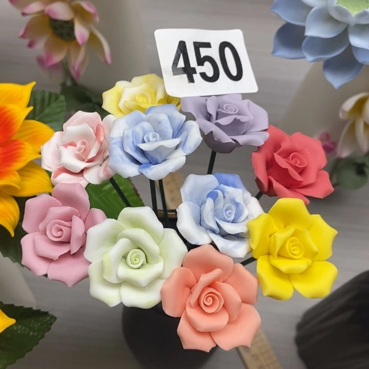 陶瓷手工制作陶瓷花10朵磨砂