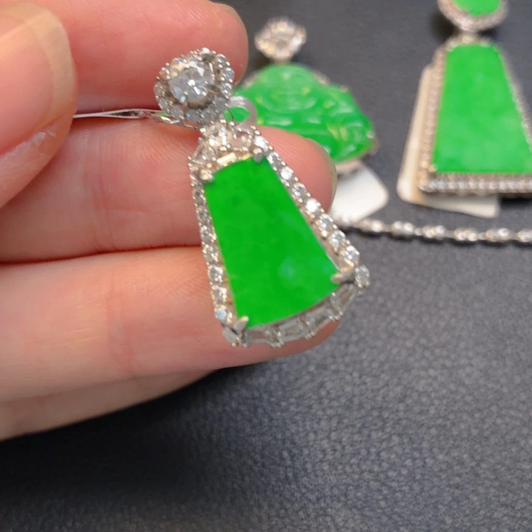 翡翠银S925镶嵌吊坠(不含链)