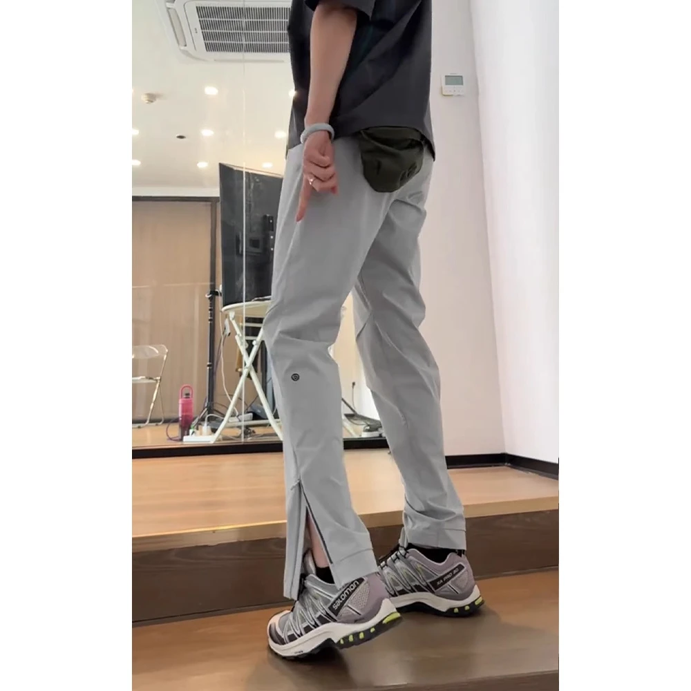 美式速干软壳冲锋裤男薄款户外运动登山修身微锥侧边拉链休闲裤子