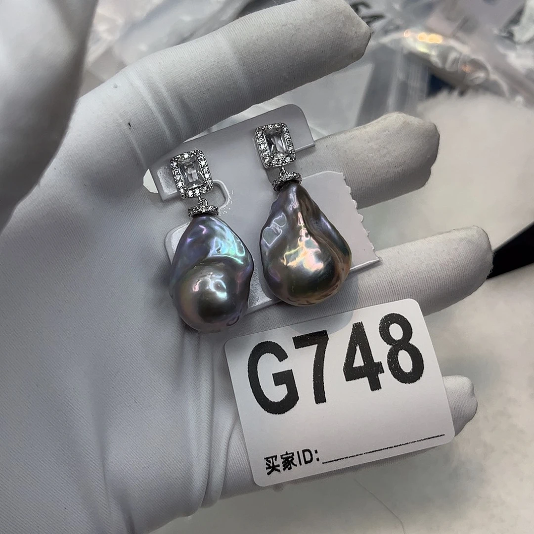 合金淡水珍珠耳饰