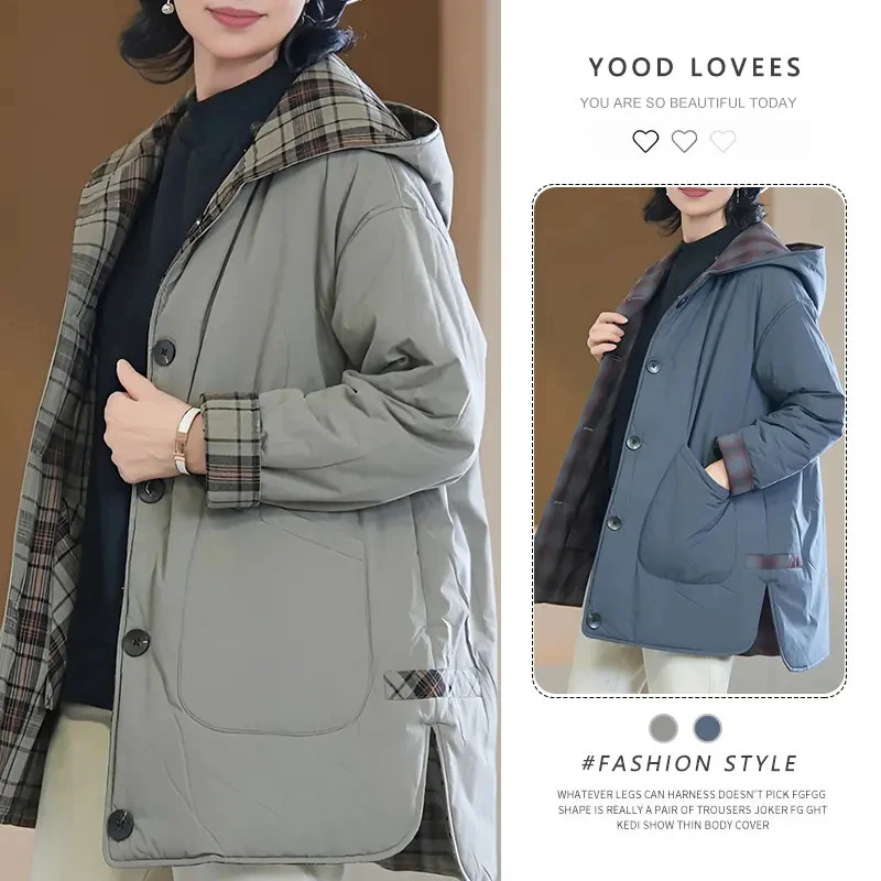 简约大气日常双面穿保暖棉服2025秋冬新款设计感休闲外穿连帽棉衣