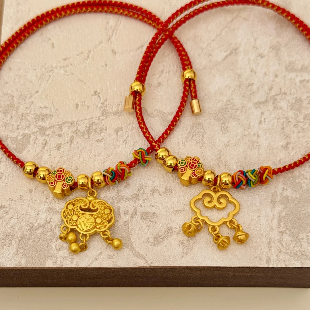 保色长命锁中国风宠物编绳项圈猫咪狗金色装饰品宠物用品宠物项圈