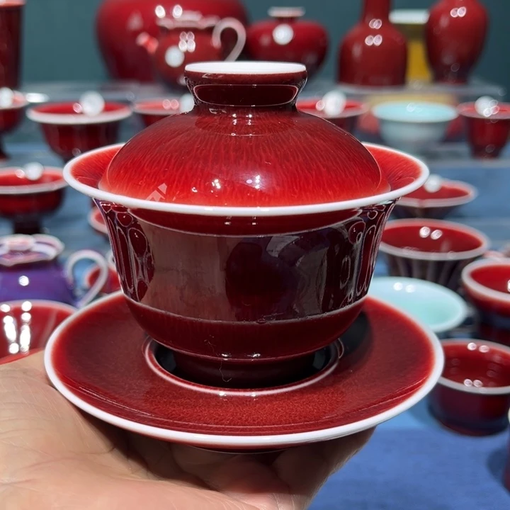 灿***辉景德镇浅行窑三才元宝盖碗福利