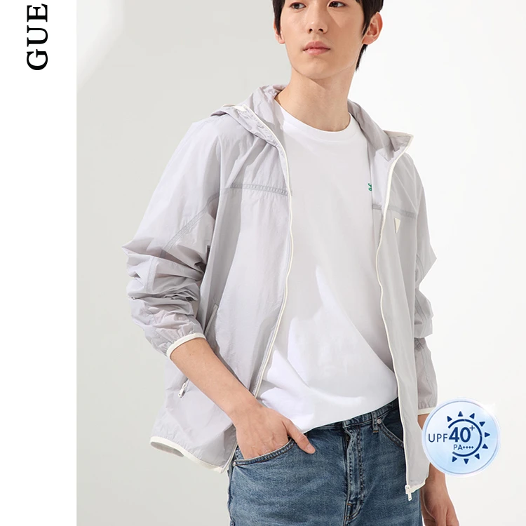 GUESS 男士UPF40连帽防晒服梭织外套-X4PL15W55R0