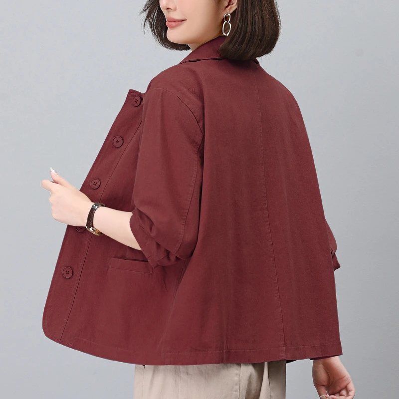 妈妈春秋外套女2025新款时尚宽松显瘦小个子短款休闲减龄翻领上衣