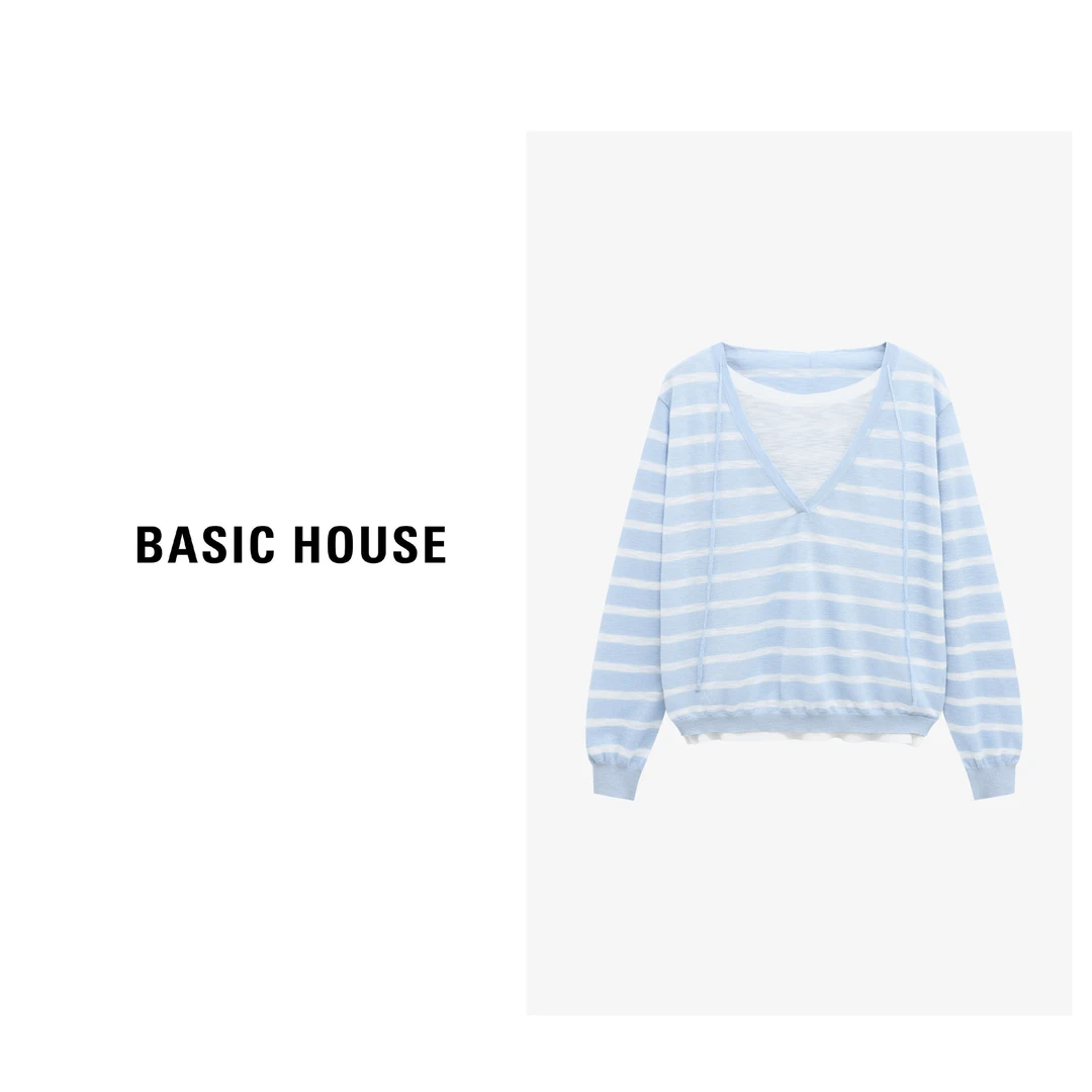Basic House/百家好纯欲慵懒风休闲宽松女生针织衫-B0625B5IQW2