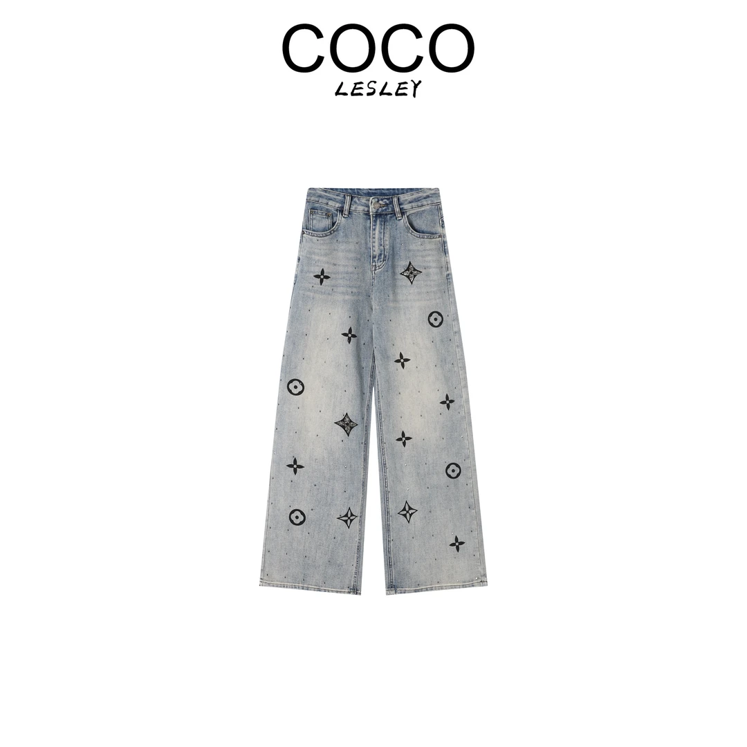 【COCO LESLEY】简约时尚百搭显瘦阔腿牛仔裤 W61258