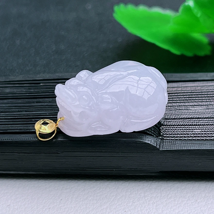 缅甸时尚玉器正品天然翡翠飘花精美紫罗兰貔貅吊坠
