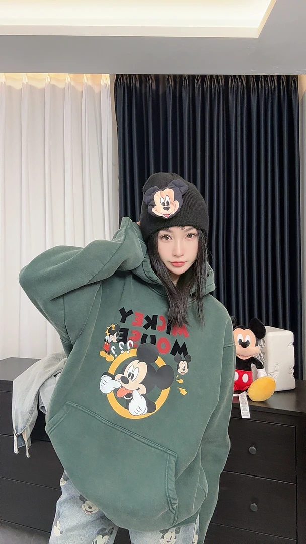 【劉發發】W445【搞怪卫衣】新款韩版百搭时尚高级加绒加厚做旧卫衣