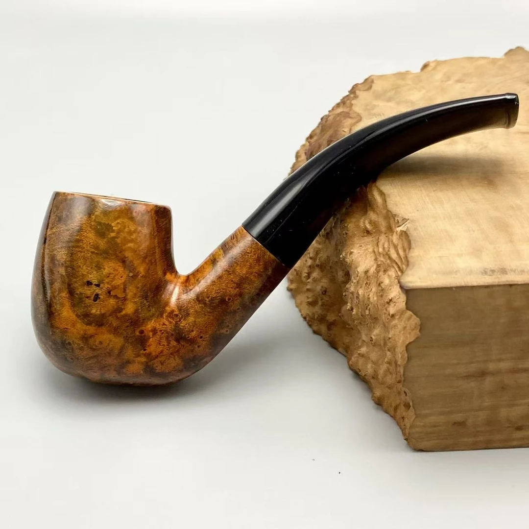 【意大利进口石楠木】福尔摩斯弯撞球 新手入门烟斗可滤芯9㎜平插