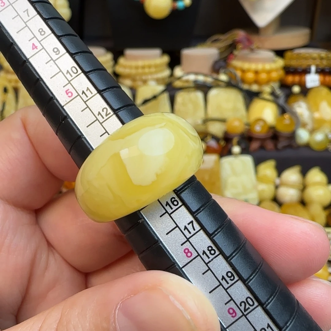 琥珀未镶嵌戒圈溶洞妖花蜜蜡馒头戒圈