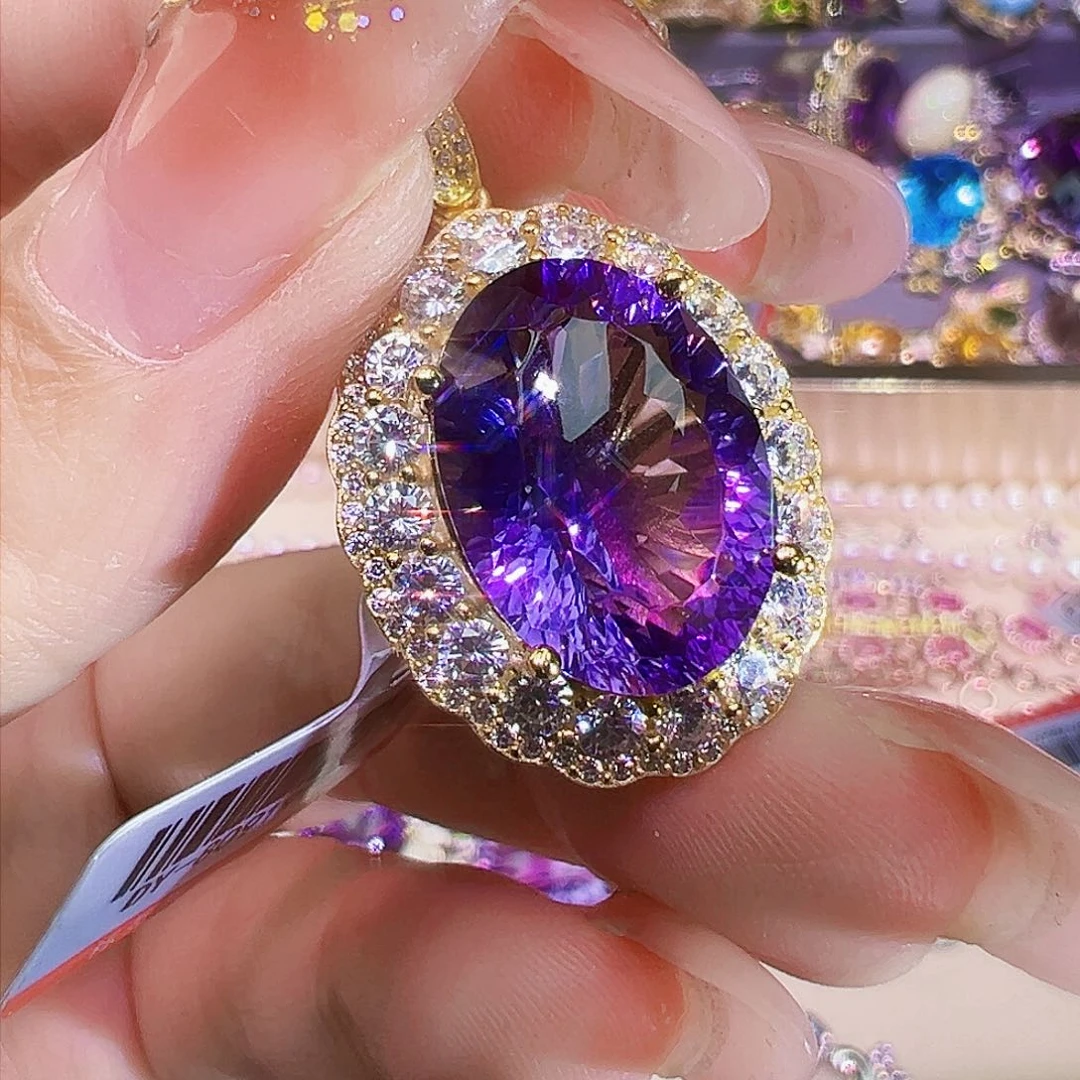 紫晶珠宝半成品银S925镶嵌