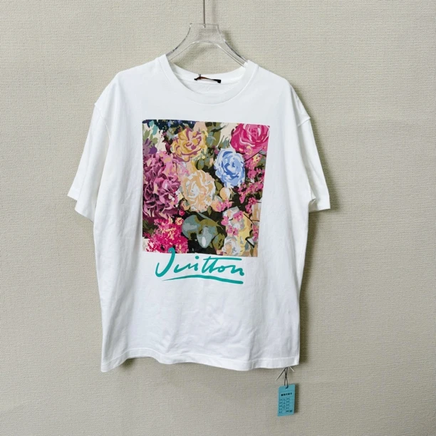 未使用 LouisVuitton/路易威登 字母花卉图案印花短袖/XL码
