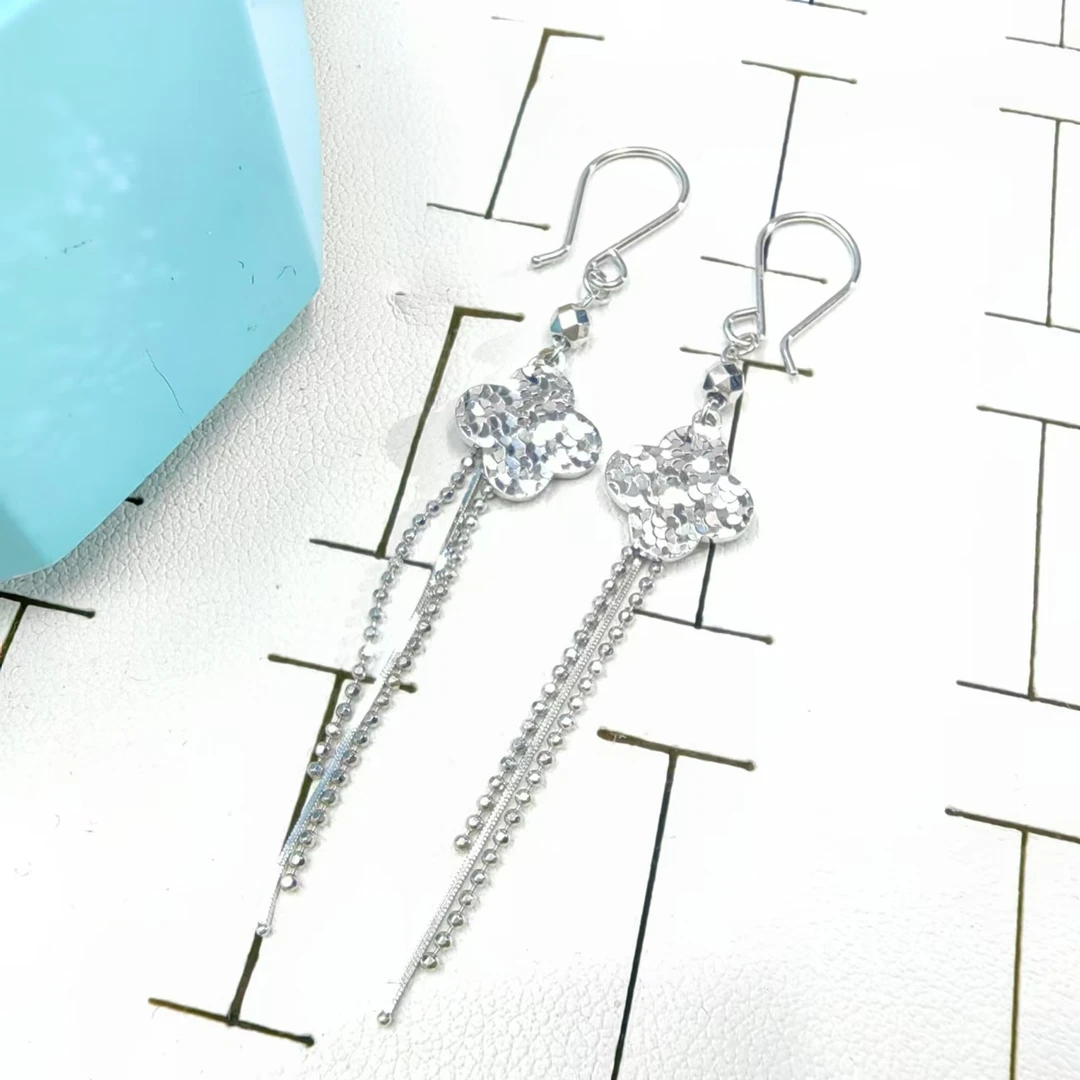 PT950铂金耳饰 简约流苏铂金耳钩 时尚气质