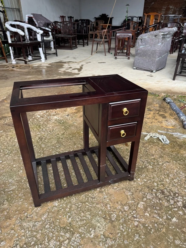 （包邮）黑檀实木 双抽茶水柜  茶车 餐边柜 双用多用