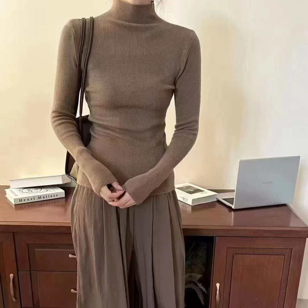 常规款针织冬季修身型女毛针织衫毛衣秋冬半高领