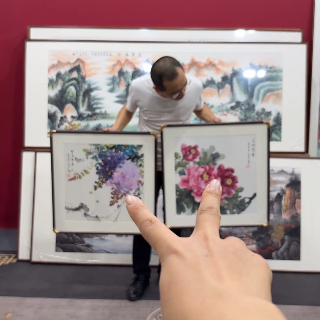 国画手绘作品带框包邮